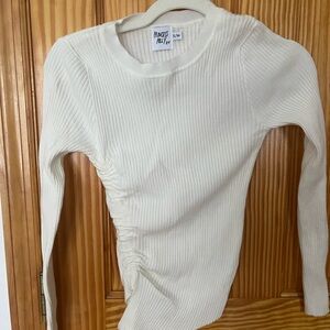 Princess Polly White Ribbed Long Sleeve Top